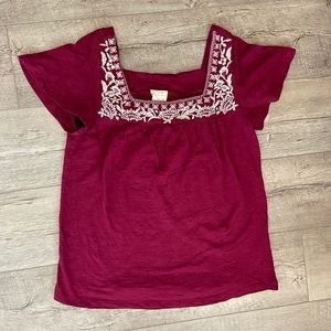 Harper Heritage XS Francesca's Collection‎ Embroidered Boho Top Burgundy